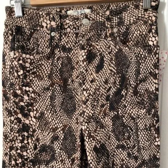 Free People Womens Raw High Rise Snake Print Jeggings Size 29 - Picture 7 of 12
